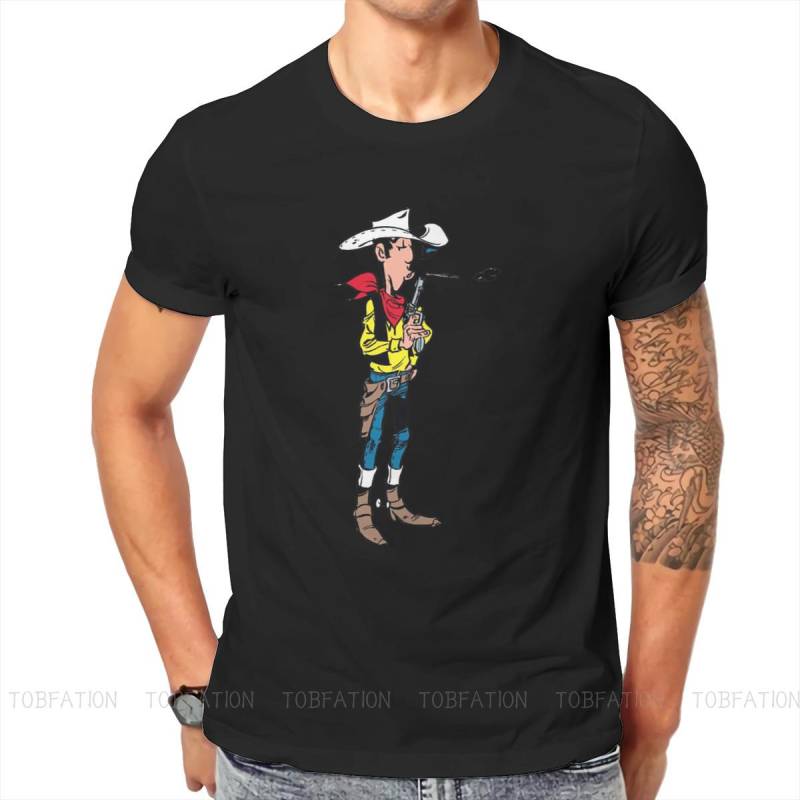 Lucky Luke Cartoon Charakter T-Shirt Harajuku Alternative Hochwertiges T-Shirt Übergroßer Rundhalsausschnitt Unisex Kleidung Unisex 2XL von Joom DACH