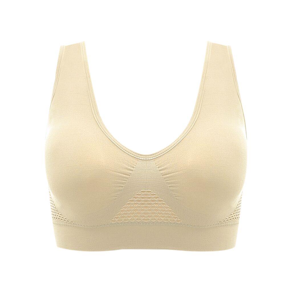 Luftdurchlässiger, kühlender Sommer-Yoga-BH, kabellos, Fitnessstudio, Fitness, Sport, Laufen, Oberteile, Unterwäsche, Workout XL beige von Joom DACH