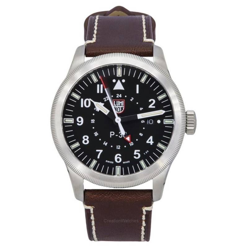 Luminox Air Pilot P-38 Lightning GMT Lederarmband schwarzes Zifferblatt Schweizer Quarz XA.9521 100M Herrenuhr schwarz von Joom DACH