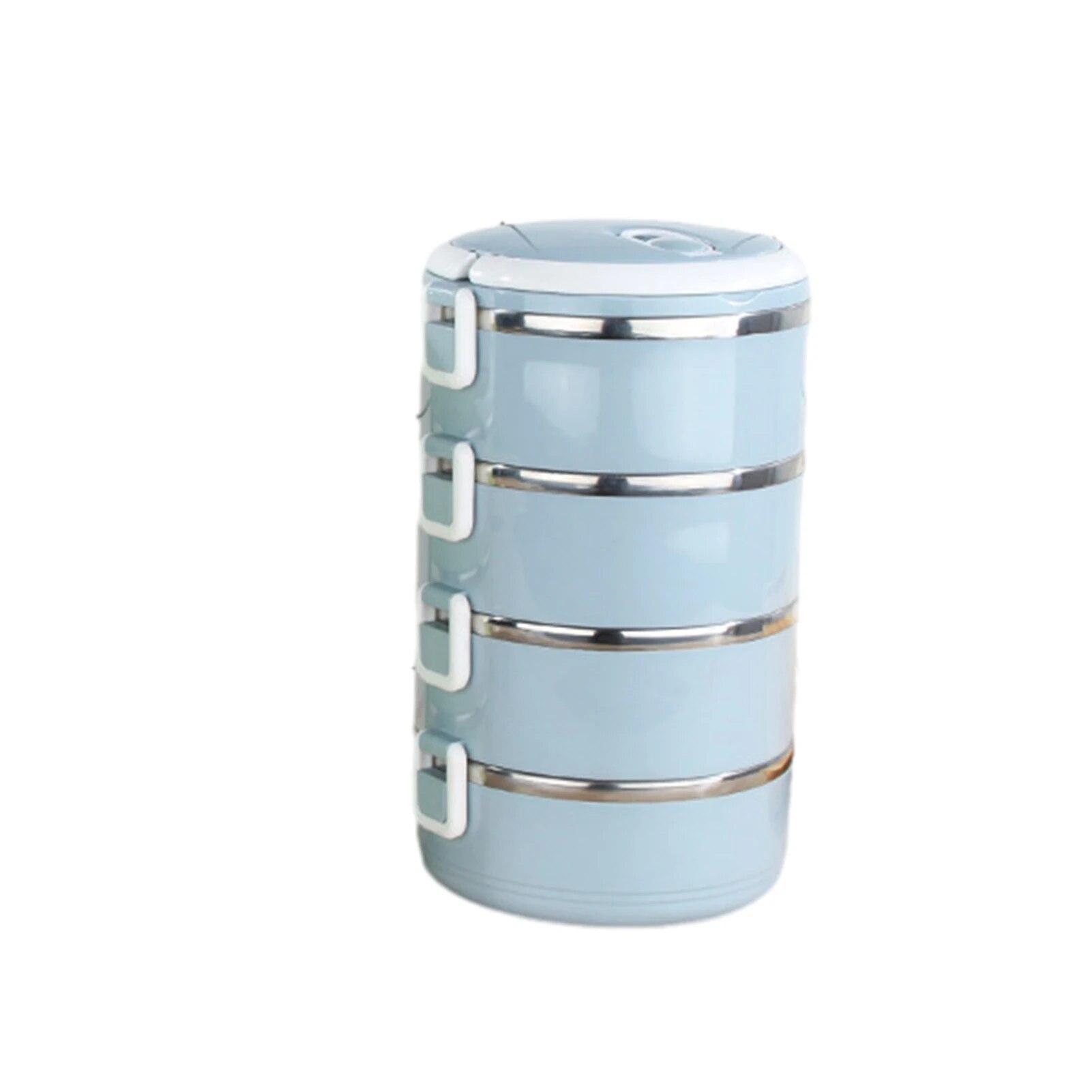 Lunchbox aus Edelstahl, stapelbare, auslaufsichere Thermo-Bento-Boxen für Erwachsene und Kinder, tragbarer Lebensmittelbehälter für Picknicks zu Hause, bei der Arbeit 4PCS blau von Joom DACH