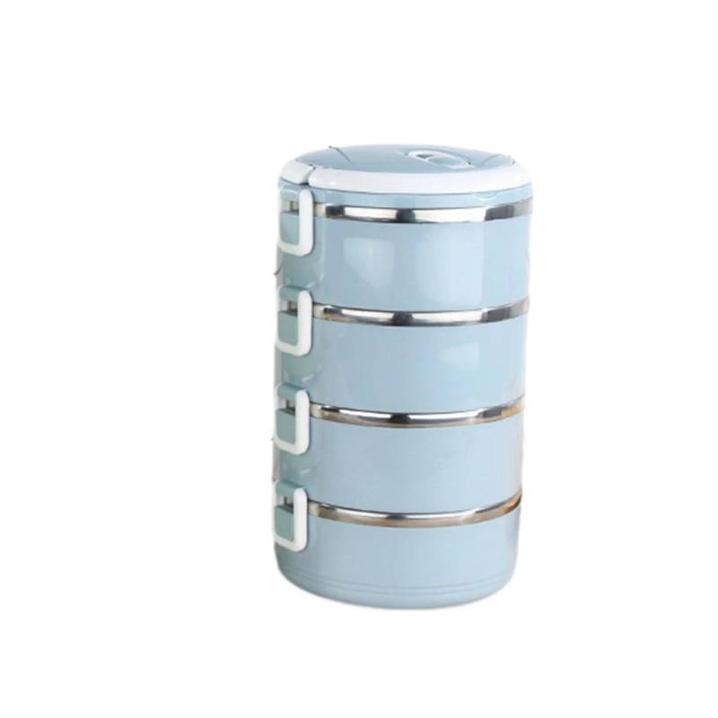 Lunchbox aus Edelstahl, stapelbare, auslaufsichere Thermo-Bento-Boxen für Erwachsene und Kinder, tragbarer Lebensmittelbehälter für Picknicks zu Hause, bei der Arbeit 4PCS blau von Joom DACH