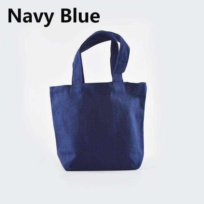 Lunchtasche aus Segeltuch, kleine Tragetasche, faltbar, für Lebensmittel, einfarbig, Einkaufstaschen, lässige Handtasche, Schultertasche navy blau von Joom DACH