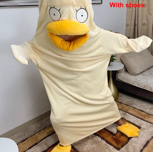 Lustige Elizabeth Ente Tier Cosplay Robe Homewear Kigurumi Pyjamas Männer Frauen Pyjama Weiche Pullover Schlafsack warme Langarm Nachtwäsche set Erwachsene m von Joom DACH