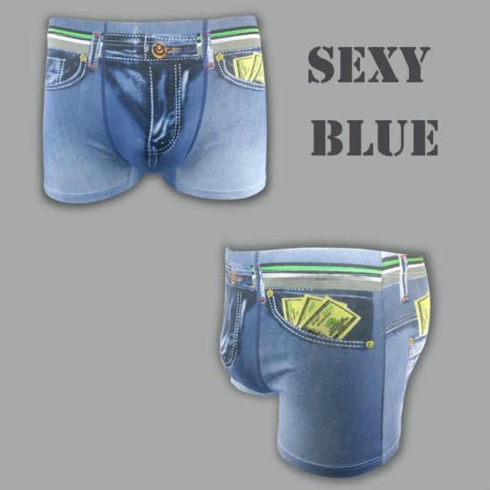 Lustige Neuheit Herren Boxer Trunk Unterwäsche Shorts Erwachsene Denim Druck Jeans Baumwolle Stretch Unterwäsche XXL blau von Joom DACH