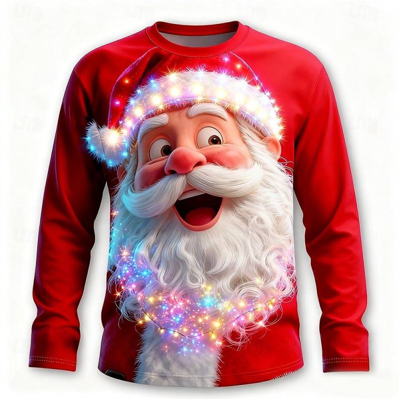 Lustige Weihnachtsmann-Grafik Herren-T-Shirts Mode Weihnachts-Stil Langarm Rundhals Pullover Festival Familienparty Kleidung XL von Joom DACH