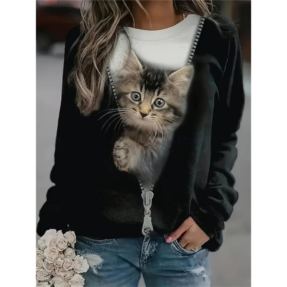 Lustiger Kapuzenpullover mit Katzendruck, Damenmode, Rundhals-Sweatshirt, Tierjacke, Damenpullover, Innenbekleidung, Kawaii-Sweatshirt, Damen L Lustiger Kapuzenpullover mit Katzendruck, Damenmode, Rundhals-Sweatshirt, Tierjacke, Damenpullover, Innenbekleidung, Kawaii-Sweatshirt, Damen L von Joom DACH