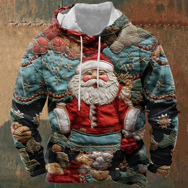Lustiger bunter Weihnachtsmann 3D-Druck Hoodies für Männer Kleidung Mode Cartoon Y2k Weihnachtsgeschenke Sweatshirt Weihnachten Frauen Pullover XL von Joom DACH