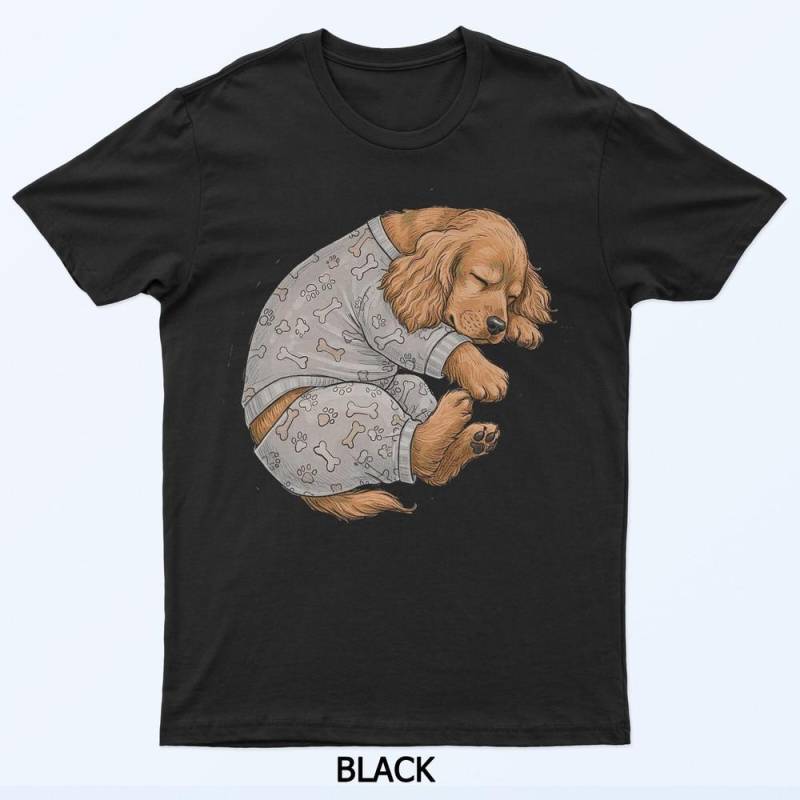 Lustiger verschlafener Cocker Spaniel Pyjama Herren Damen T-Shirt XL von Joom DACH