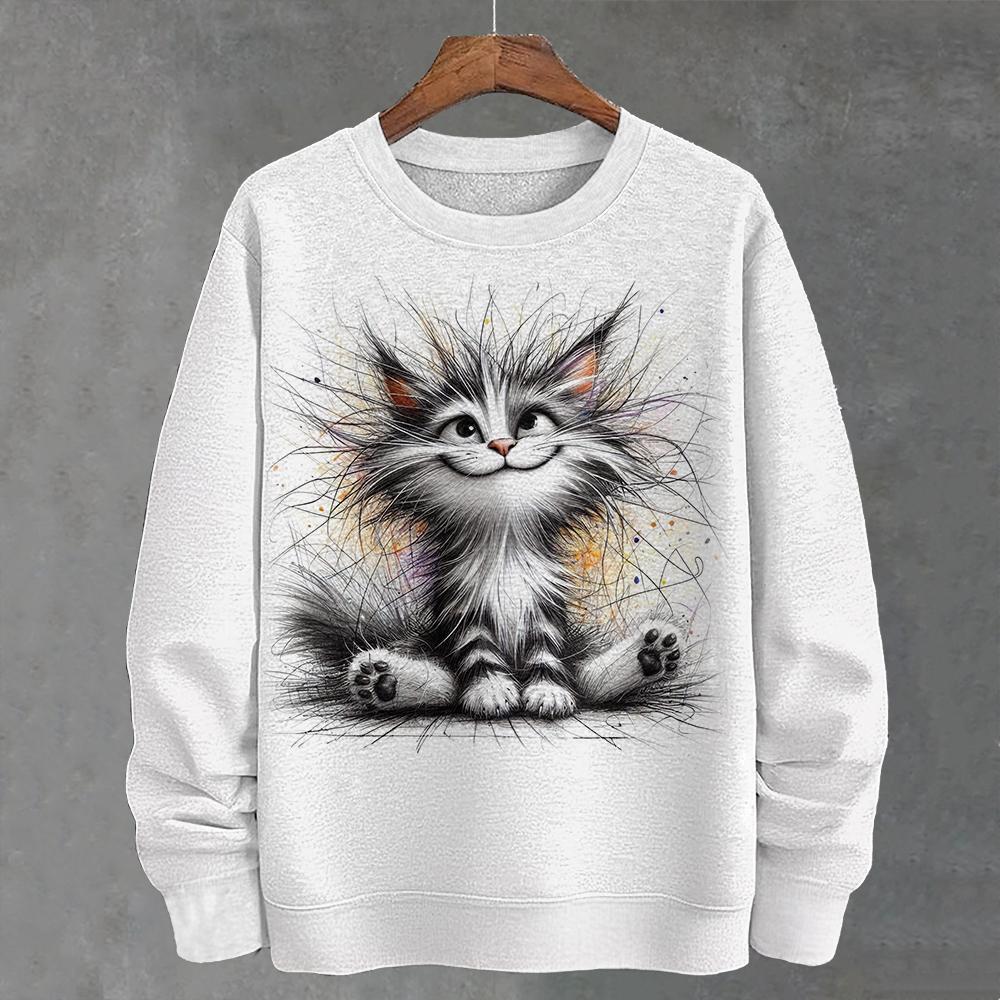 Lustiges Herren-Sweatshirt mit abstrakter Cartoon-Katze und 3D-Druck, langärmeliges T-Shirt, Herrenbekleidung, Top, übergroße Sweatshirts für Herren, Hoodies L von Joom DACH
