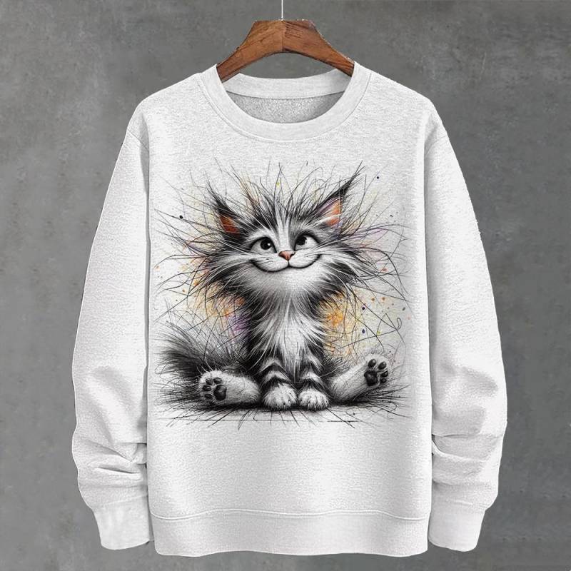 Lustiges Herren-Sweatshirt mit abstrakter Cartoon-Katze und 3D-Druck, langärmeliges T-Shirt, Herrenbekleidung, Top, übergroße Sweatshirts für Herren, Hoodies L von Joom DACH