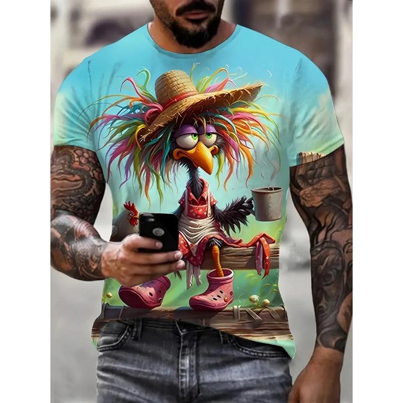 Lustiges Herren-T-Shirt mit Cartoon-Enten-Print, Sommer, lässig, kurzärmelig, Pullover, modische T-Shirts für den Außenbereich, übergroße Kleidung für Männer 2XL von Joom DACH