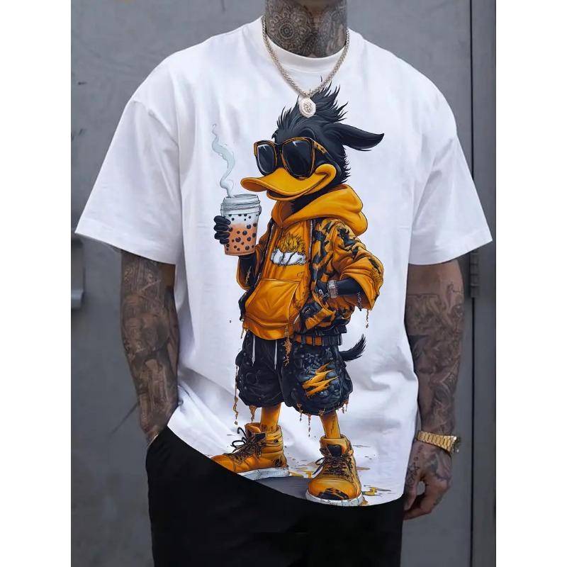 Lustiges Herren-T-Shirt mit Cartoon-Enten-Print, Sommer, lässig, kurzärmelig, Pullover, modische T-Shirts für den Außenbereich, übergroße Kleidung für Männer 3XL Lustiges Herren-T-Shirt mit Cartoon-Enten-Print, Sommer, lässig, kurzärmelig, Pullover, modische T-Shirts für den Außenbereich, übergroße Kleidung für Männer 3XL von Joom DACH