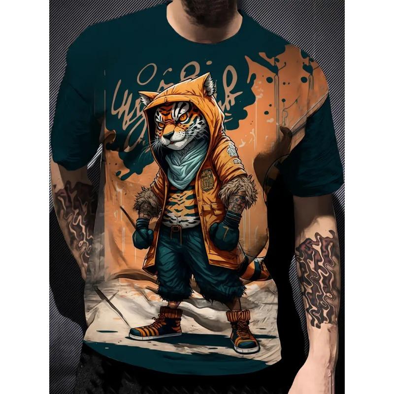 Lustiges Herren-T-Shirt mit Cartoon-Enten-Print, Sommer, lässig, kurzärmelig, Pullover, modische T-Shirts für den Außenbereich, übergroße Kleidung für Männer 5XL von Joom DACH
