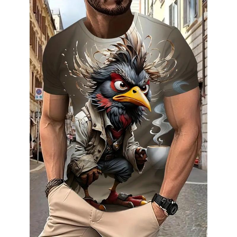 Lustiges Herren-T-Shirt mit Cartoon-Enten-Print, Sommer, lässig, kurzärmelig, Pullover, modische T-Shirts für den Außenbereich, übergroße Kleidung für Männer 6XL von Joom DACH