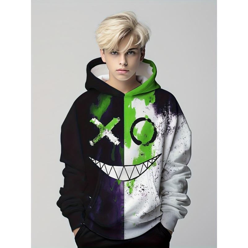 Lustiges Lächelndes 3D-Druck-Kapuzenpullover für Jungen, Pullover mit langen Ärmeln, Kapuzenpullover für Jungen, Sweatshirt für Kinder, Frühling, Herbst, Kinder, Kapuzenpullover, Oberteil im Freien 160 von Joom DACH