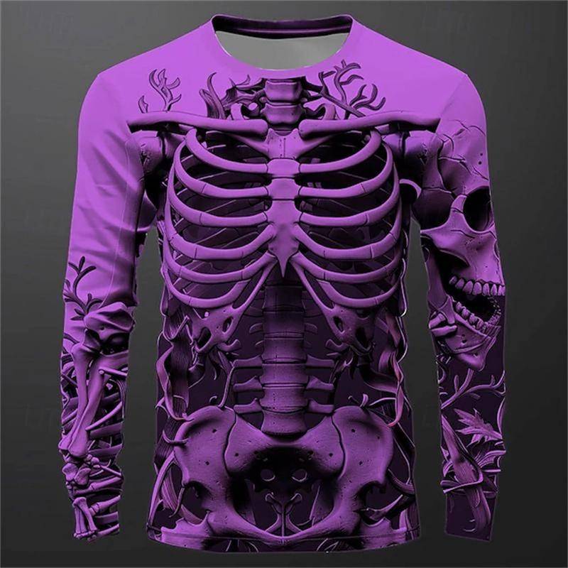 Lustiges Langarm-T-Shirt mit 3D-Totenkopf-Print für Herren, lässig, O-Ausschnitt, Baumwolle, lockere Oberteile, modische Kleidung mit menschlichem Knochenmuster, Herbst-T-Shirts 2XL Lustiges Langarm-T-Shirt mit 3D-Totenkopf-Print für Herren, lässig, O-Ausschnitt, Baumwolle, lockere Oberteile, modische Kleidung mit menschlichem Knochenmuster, Herbst-T-Shirts 2XL von Joom DACH