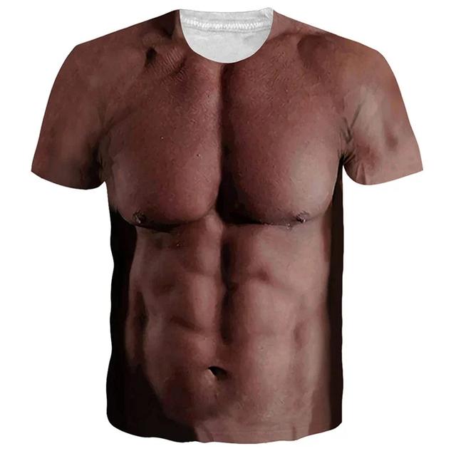 Lustiges T-Shirt mit 3D-Druck und Muskelgrafik für Herren, kurzärmelig, übergroß, Hip-Hop-T-Shirt, Tops, Unisex, neuartige T-Shirts, Streetwear XXXL von Joom DACH