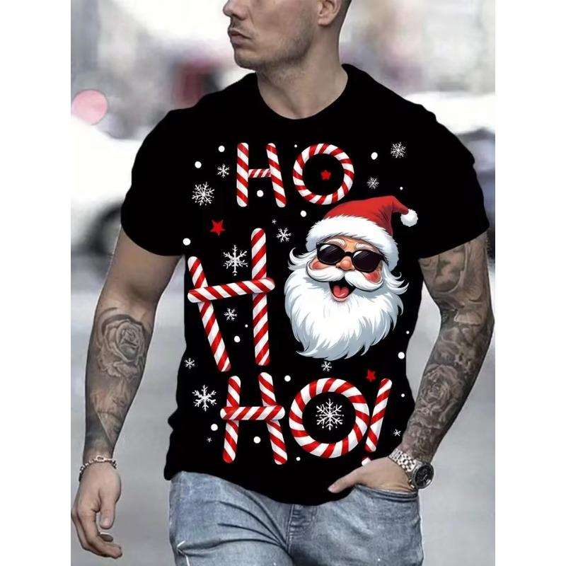 Lustiges Weihnachtsmann 3D-gedrucktes Herbst-Winter Herren Weihnachts-T-Shirt Mode Kurzarm-Top Lässig Übergröße Herrenbekleidung L von Joom DACH