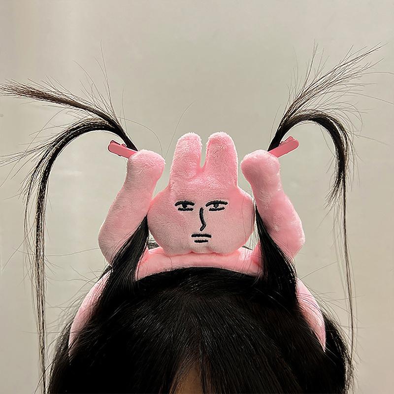 Lustiges rosa Kaninchen-Haarband für Frauen, Plüschpuppe, Stirnband, Mädchen, Haarspange, süße Hoops, Haar-Accessoires von Joom DACH