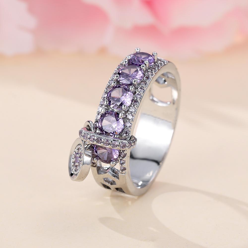 Luxuriöse, runde Ringe für Frauen, silberfarben, aquablauer Zirkonia, Eheringe, Schmuck 13 von Joom DACH