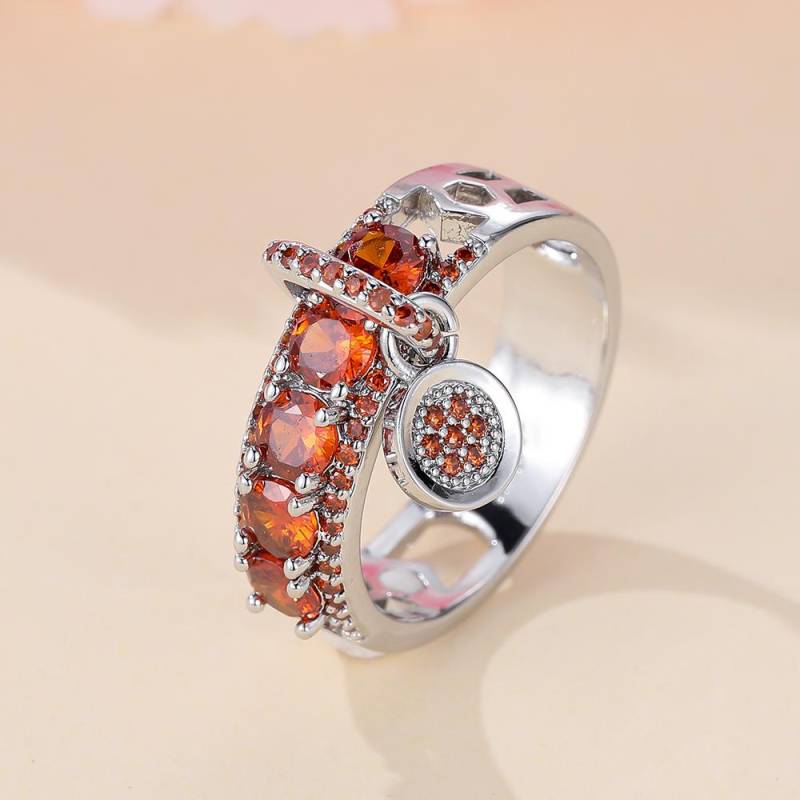 Luxuriöse, runde Ringe für Frauen, silberfarben, aquablauer Zirkonia, Eheringe, Schmuck 8 silber/rot von Joom DACH