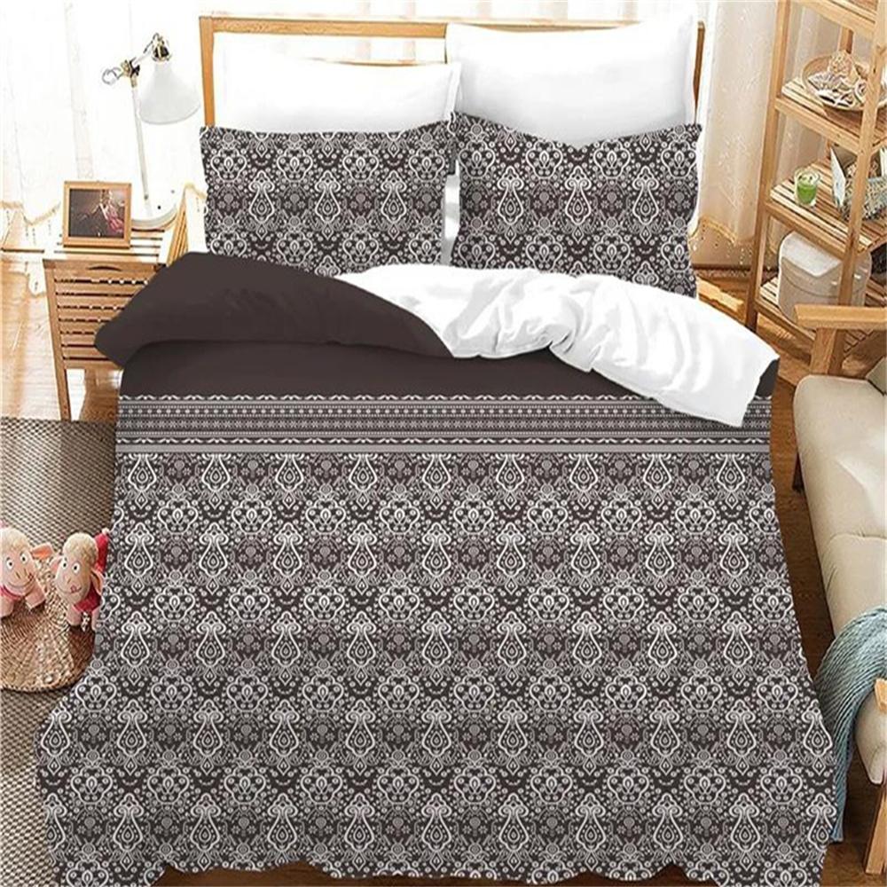 Luxuriöse Bettbezug-Sets King Size 3-teilig Super Hochwertig Weich Bequem Deluxe Bettwäsche-Set Western Housse De Couette 240x260 Heiß EU Single 135x200cm von Joom DACH