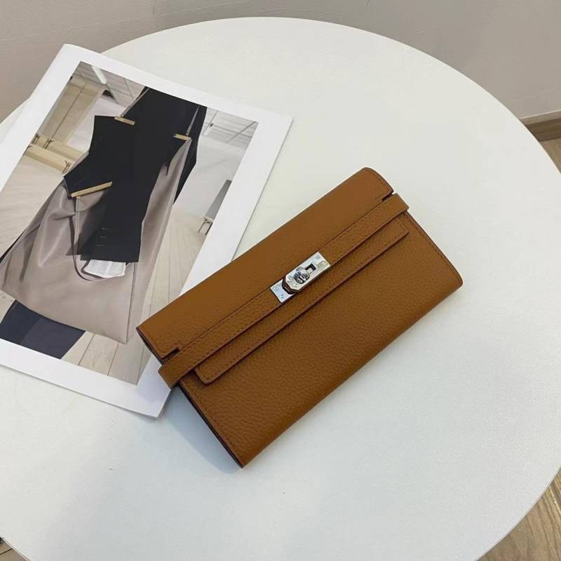 Luxuriöse Damen Geldbörsen aus echtem Leder Hohe Qualität Erste Schicht Rindsleder Langes Portemonnaie Silberfarbener Drehverschluss Geldbörse Wunderschöne Clutch ohne Logo braun von Joom DACH