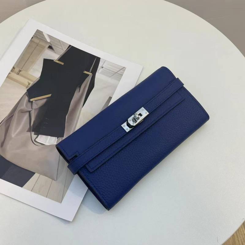 Luxuriöse Damen Geldbörsen aus echtem Leder Hohe Qualität Erste Schicht Rindsleder Langes Portemonnaie Silberfarbener Drehverschluss Geldbörse Wunderschöne Clutch ohne Logo blau von Joom DACH