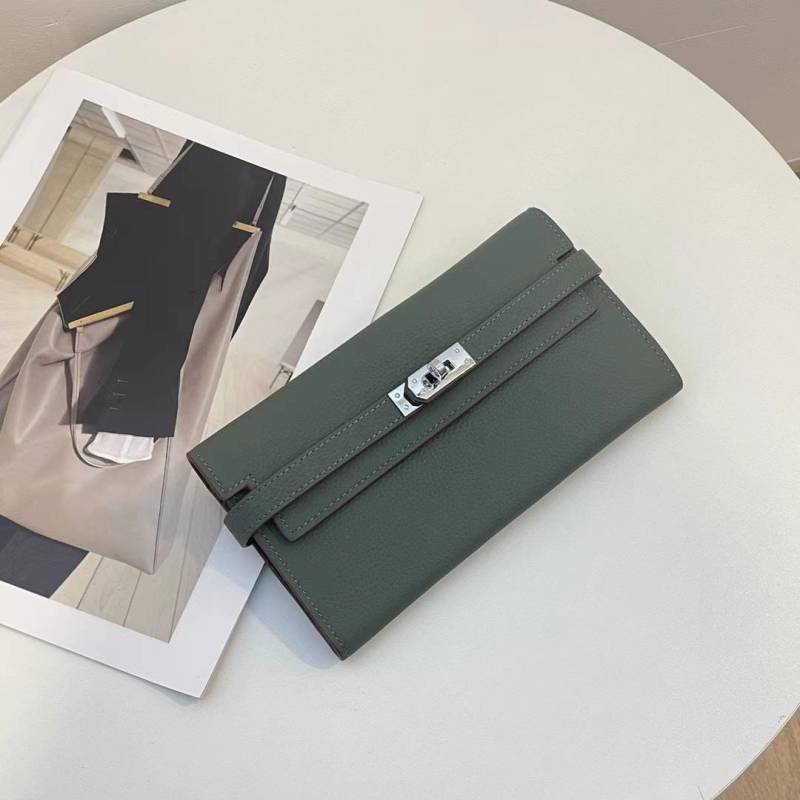 Luxuriöse Damen Geldbörsen aus echtem Leder Hohe Qualität Erste Schicht Rindsleder Langes Portemonnaie Silberfarbener Drehverschluss Geldbörse Wunderschöne Clutch ohne Logo hellgrüne von Joom DACH