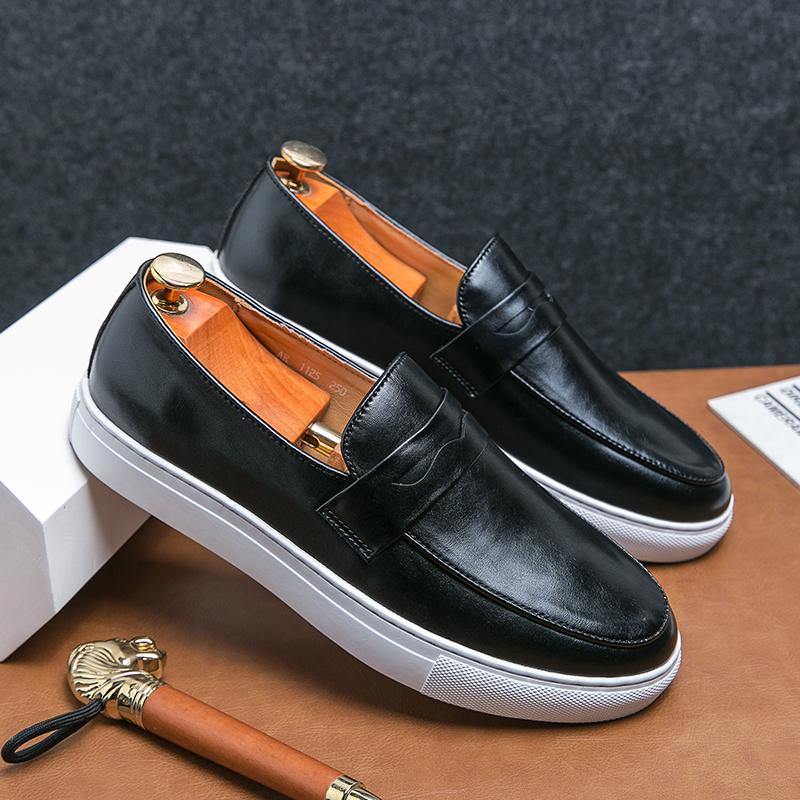Luxuriöse Herren Freizeitschuhe zum Hineinschlüpfen aus Leder Herren Klassischer Britischer Stil Penny Loafers Herren Outdoor Mokassins Fahr-Flats 48 von Joom DACH