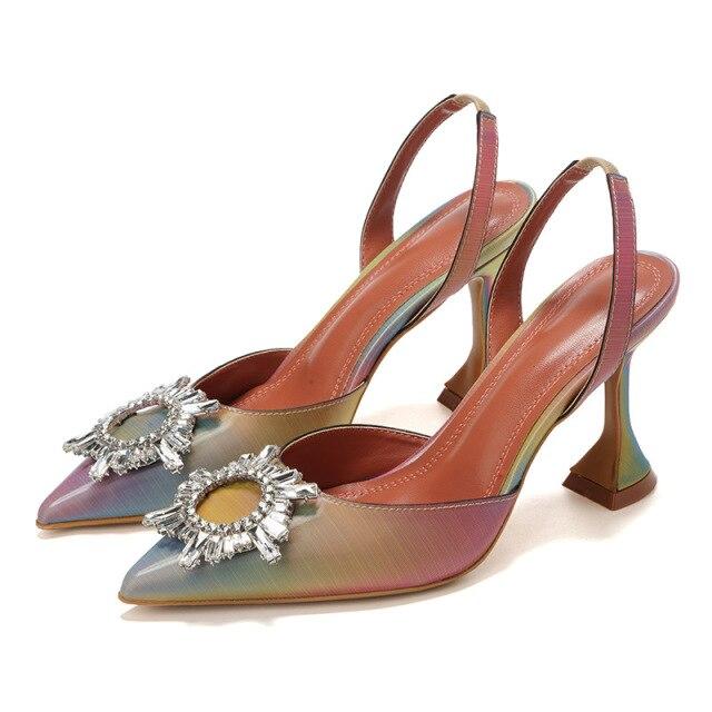 Luxuriöse Pumps aus Lackleder für Damen im Sonnenstil mit Strasssteinen, High Heels, spitze Zehenpartie, rutschfeste Pumps für Hochzeitsfeiern, Schuhe, Größe 42 35 von Joom DACH