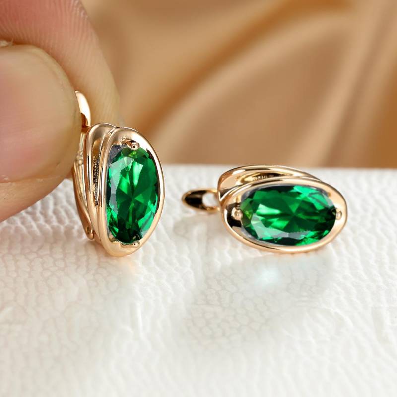 Luxuriöse Tropfenohrringe aus rotem Stein für Frauen in goldener Farbe, trendige große Ohrringe, edler Brautschmuck für die Hochzeit grün von Joom DACH