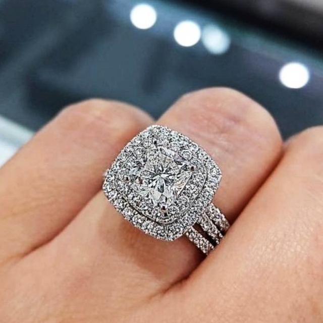 Luxuriöse Verlobungsringe für Damen mit glänzendem CZ-Kristall. Wunderschöne Eheringe. Hochwertiges Zubehörset zum Jahrestag. 7 von Joom DACH