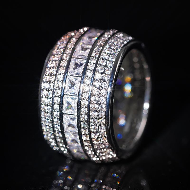 Luxuriöse funkelnde Zirkonia-Ringe für Damen, zarte breite Fingeraccessoires, charmante attraktive Ehering-Schmuckstücke 10 von Joom DACH