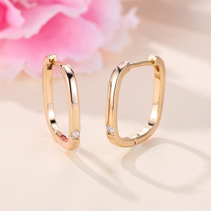 Luxuriöse goldfarbene geometrische quadratische Creolen für Frauen, minimalistischer kleiner Kreis-Ohrring, trendiger Hochzeitsschmuck gold von Joom DACH