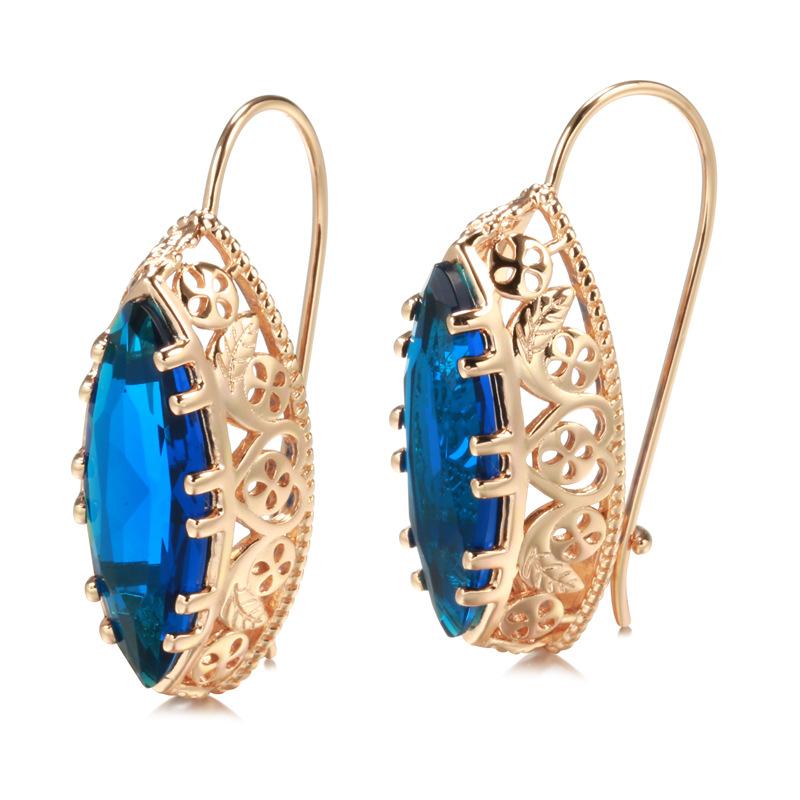 Luxuriöse ovale Zirkon-Piercing-Ohrringe in Roségold für Frauen, Hochzeitsschmuck, Alltagskleidung, Geschenke blau von Joom DACH