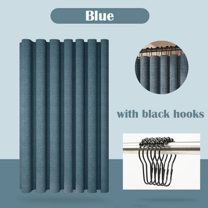 Luxuriöser, dicker Duschvorhang aus Leinenimitat, wasserdicht, Badvorhänge für Badezimmer, Badewanne, große Badeabdeckung mit Metallhaken W180xH200cm von Joom DACH