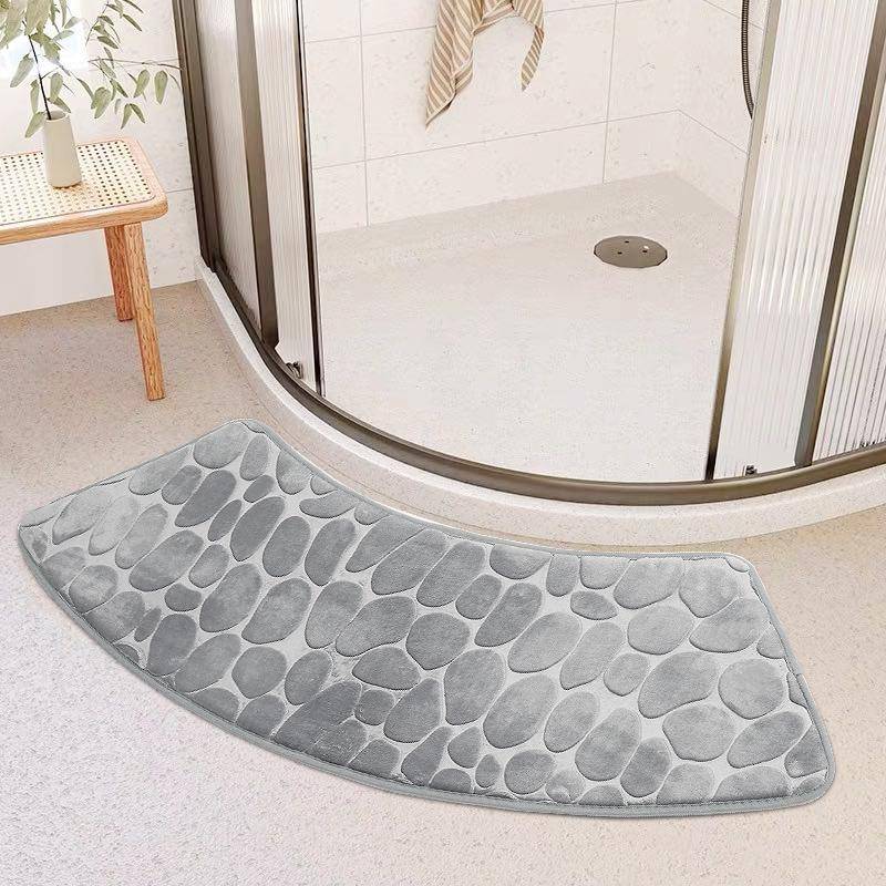 Luxuriöser, gebogener Badvorleger, rutschfest, weich, saugfähig, Duschmatten mit Fächern, waschbarer Badezimmervorleger, Eckbadewannen-Bodenteppich für die Dusche 430MMx980MM Luxuriöser, gebogener Badvorleger, rutschfest, weich, saugfähig, Duschmatten mit Fächern, waschbarer Badezimmervorleger, Eckbadewannen-Bodenteppich für die Dusche 430MMx980MM von Joom DACH