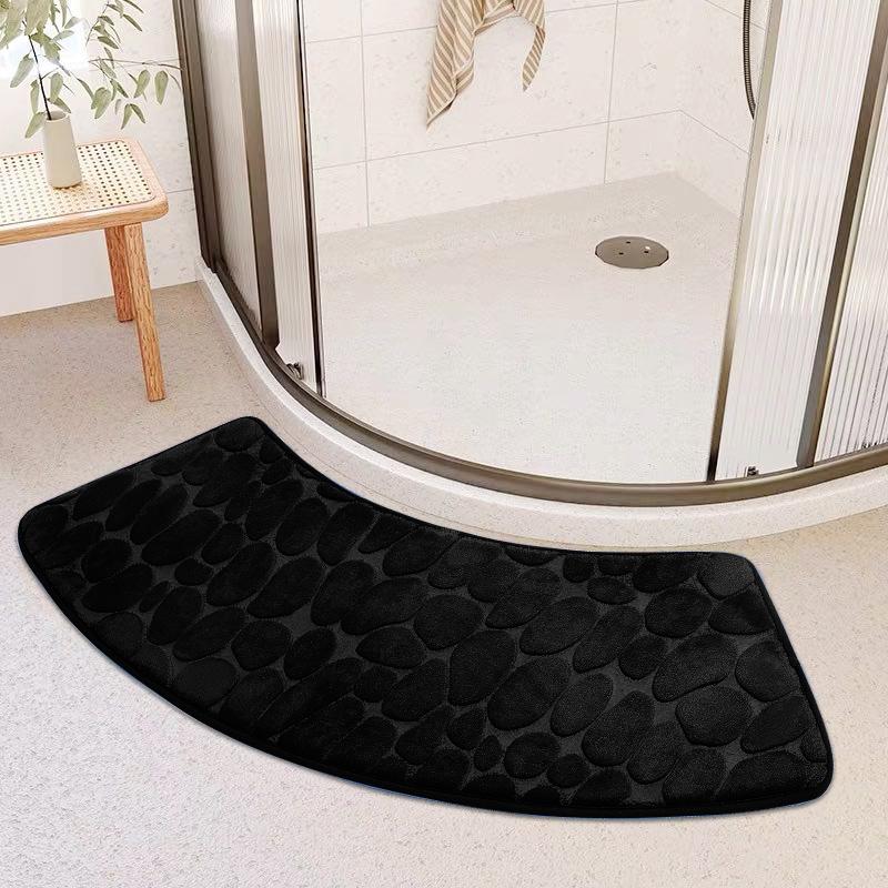 Luxuriöser, gebogener Badvorleger, rutschfest, weich, saugfähig, Duschmatten mit Fächern, waschbarer Badezimmervorleger, Eckbadewannen-Bodenteppich für die Dusche 430MMx980MM von Joom DACH