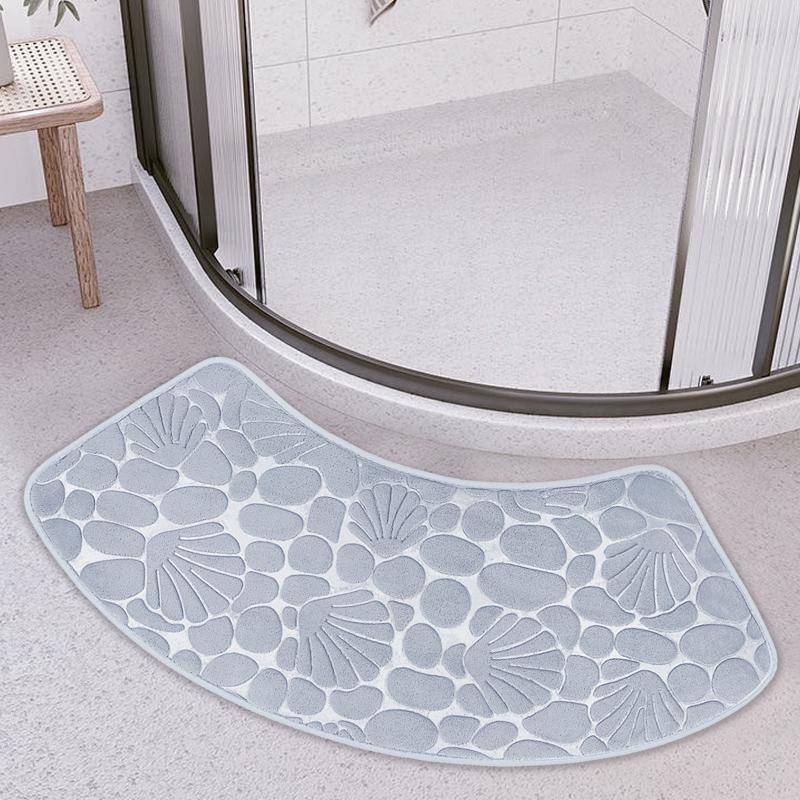 Luxuriöser, gebogener Badvorleger, rutschfest, weich, saugfähig, Duschmatten mit Fächern, waschbarer Badezimmervorleger, Eckbadewannen-Bodenteppich für die Dusche 430MMx980MM Luxuriöser, gebogener Badvorleger, rutschfest, weich, saugfähig, Duschmatten mit Fächern, waschbarer Badezimmervorleger, Eckbadewannen-Bodenteppich für die Dusche 430MMx980MM von Joom DACH