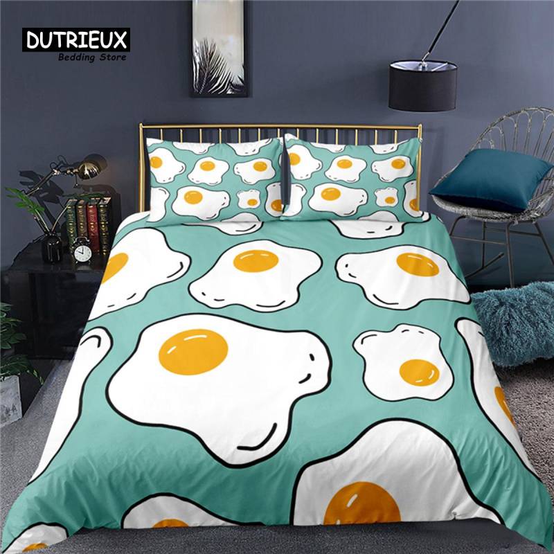 Luxuriöser 3D Spiegelei-Druck Home Living Bequemer Bettbezug Kissenbezug Kinderbettwäsche-Set Queen- und King-Größe EU/US/AU/UK-Größe EU single(135x200cm) von Joom DACH