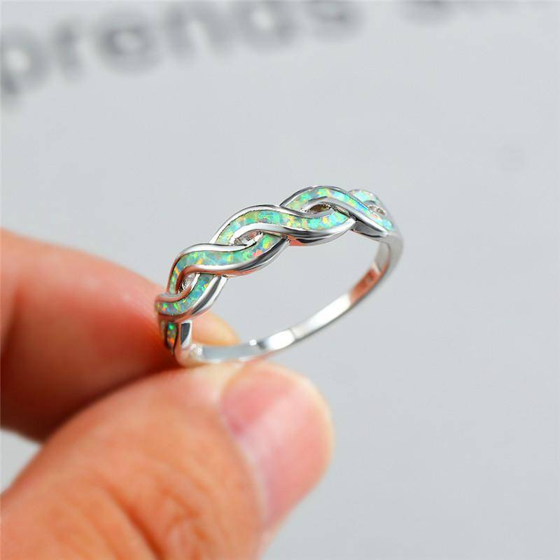 Luxuriöser Damenring mit blau-weißem Opal, klassische Farbe, Ehering, trendiger hohler Unendlichkeitsring, dünne Verlobungsringe für Frauen 9 von Joom DACH