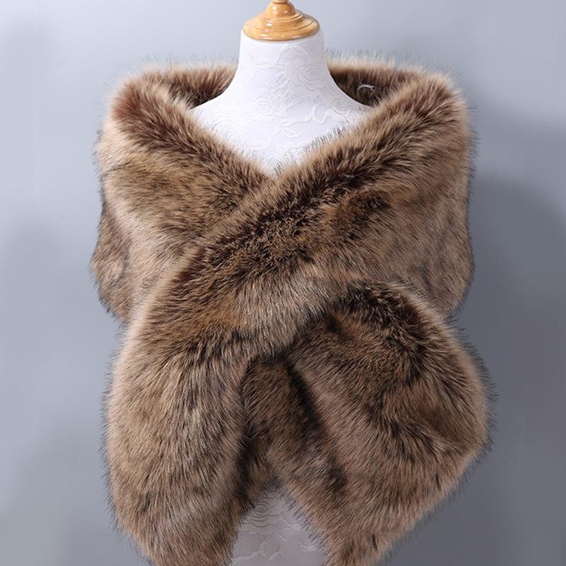 Luxuriöser Kunstpelzschal für Damen, Winter, Brautschal, dick, weich, warm, bequem, Kunstpelzschal für Hochzeit, Abendparty M von Joom DACH