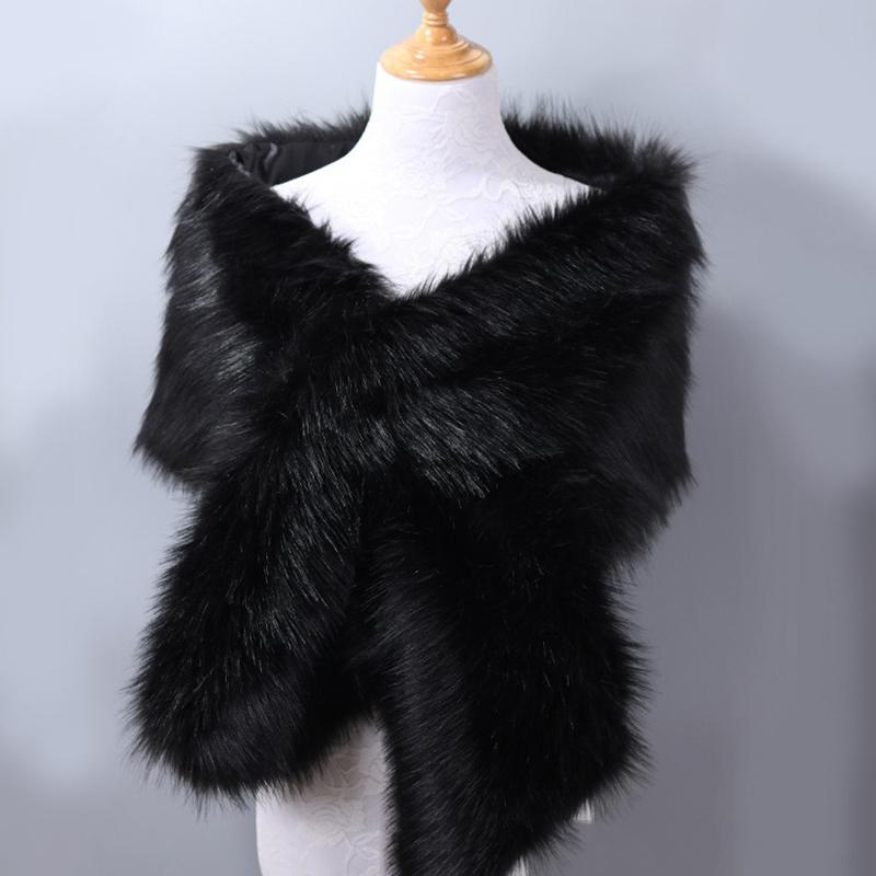 Luxuriöser Kunstpelzschal für Damen, Winter, Brautschal, dick, weich, warm, bequem, Kunstpelzschal für Hochzeit, Abendparty M von Joom DACH