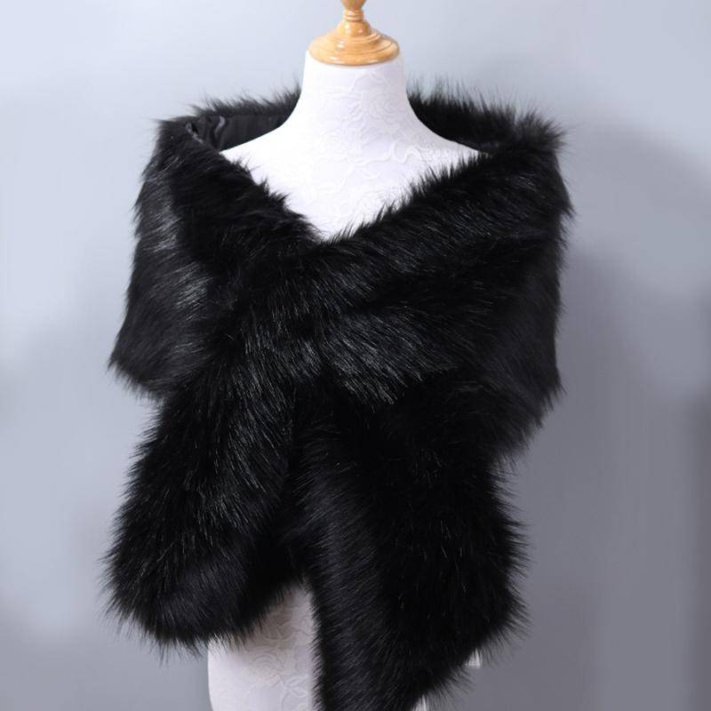 Luxuriöser Kunstpelzschal für Damen, Winter, Brautschal, dick, weich, warm, bequem, Kunstpelzschal für Hochzeit, Abendparty M von Joom DACH