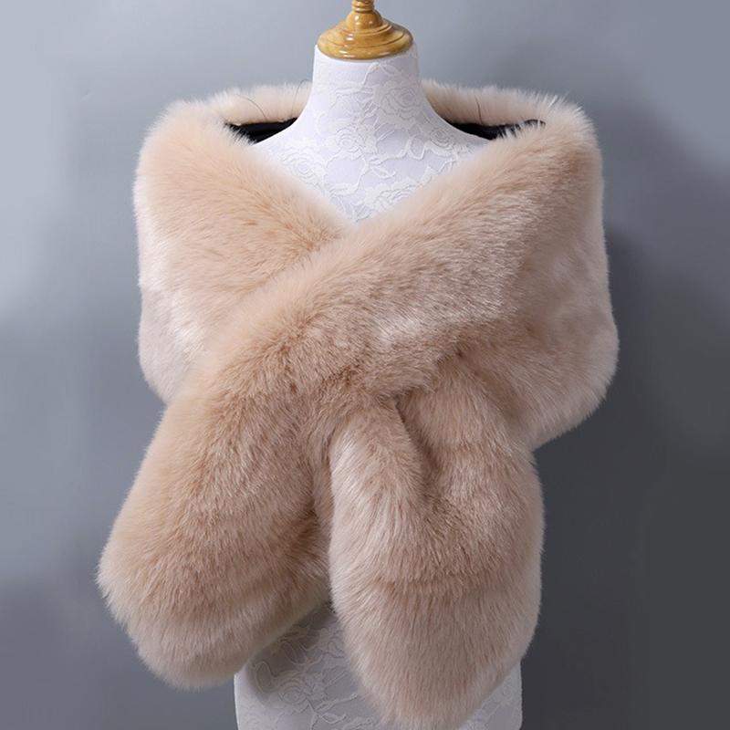 Luxuriöser Kunstpelzschal für Damen, Winter, Brautschal, dick, weich, warm, bequem, Kunstpelzschal für Hochzeit, Abendparty M von Joom DACH
