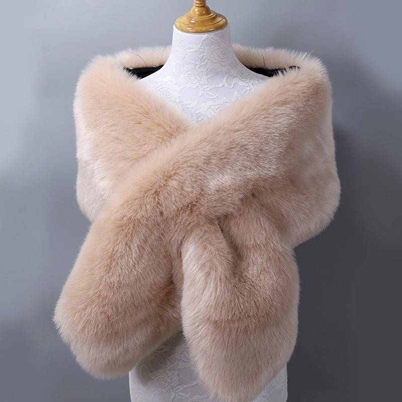Luxuriöser Kunstpelzschal für Damen, Winter, Brautschal, dick, weich, warm, bequem, Kunstpelzschal für Hochzeit, Abendparty M von Joom DACH