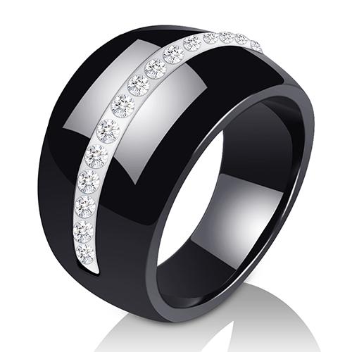 Luxuriöser romantischer klarer schwarzer und weißer Keramikring, Schmuck für Frauen, Accessoires, Modeschmuck, Ring mit Bling-Kristall 10 von Joom DACH