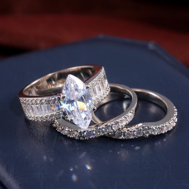 Luxuriöses 3-teiliges/Set Verlobungsring-Set für Damen, Marquise-Brillantschliff CZ-Stein, Trendiger weiblicher eleganter Schmuck im Großhandel 6 von Joom DACH