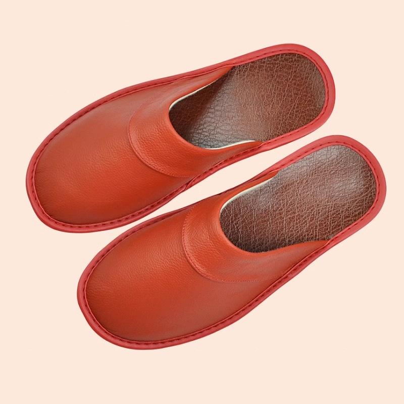 Luxuriöses Rindspaltleder, handgefertigt, Herren-Hausschuhe, Frühlings-Slipper, weich, bequem, schwarz, braun, Schlafzimmer, flache Herrenschuhe 46 helle orange von Joom DACH